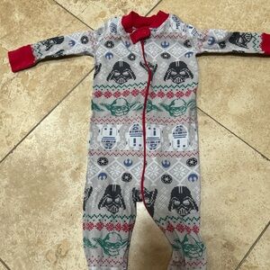 Hanna Andersson Star Wars Christmas Zip Up Sleeper Pajamas EUC Sz 70 9-12 M